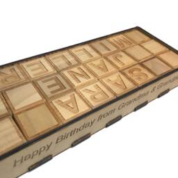 Personalized Wooden Children's Blocks, Baby Gift, Vintage Toy, Alphabet Building Newborn Keepsake - thumbnail 3