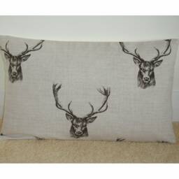 Stag Pillow Cover 12x20 Head 12x16 Grey Stags Bolster Lumbar Cushion Sham Case Pillowcase Black Wildlife Woodland Antlers 24 - thumbnail 1