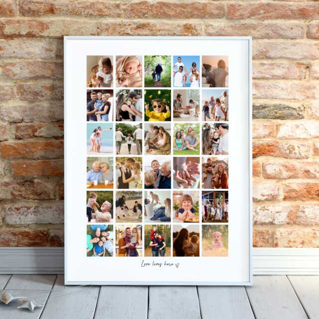 Large Personalised Wall Picture Frame Collage, Custom Gift, Family 30 Photo Art, Multi - image 1