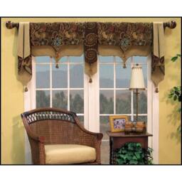 Moroccan Window Valance, Gold Damask & Black Velvet With Tassels - thumbnail 2