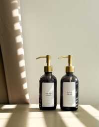 Smoked Glass Soap Dispenser With Custom Label - Brass Gold Or Black Pump