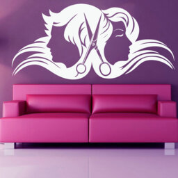 Hair Salon Wall Decal Stylist Scissors Vinyl Sticker T116 - thumbnail 1