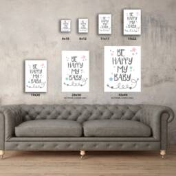Be Happy My Baby Quotes. Love You To The Moon. Inspirational Art. Framed Canvas For Kids Bedroom Decor. Mother Quotes Poster. Set Of 2 - thumbnail 3