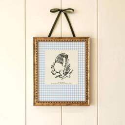 Winnie The Pooh Honey Pot Print - Ernest Shepard Illustration Blue Gingham Nursery Wall Art For Baby Or Child - thumbnail 1