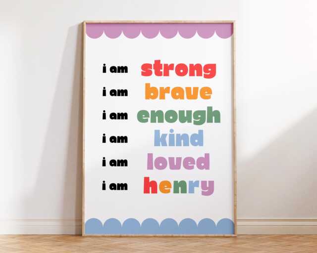 Children's Affirmation Wall Art - Kids Bedroom Girl Boy Poster Positive Quotes Personalised Playroom Nursery Print Fun Cool Kid - image 1