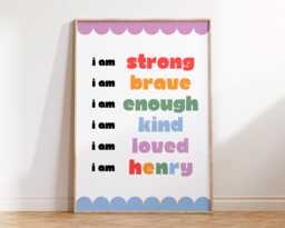 Children's Affirmation Wall Art - Kids Bedroom Girl Boy Poster Positive Quotes Personalised Playroom Nursery Print Fun Cool Kid - thumbnail 1