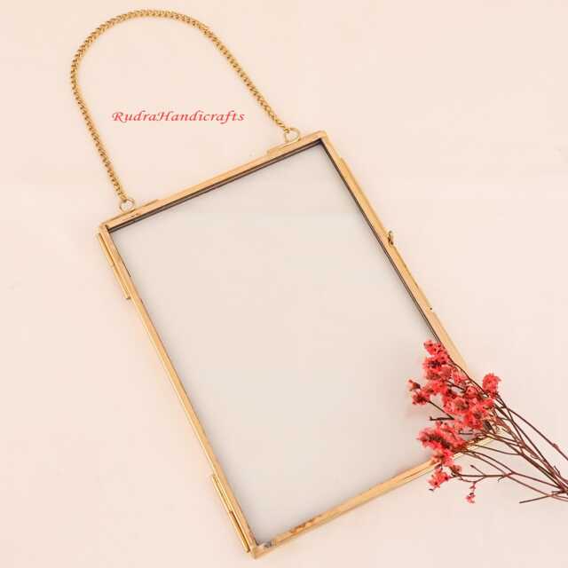 Home Decor Picture Frame For Wall Decoration With 2 Sides Glass 5 X 7 Inch , Golden Decorative Hanging Photo - image 1