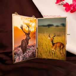 Home Decor Picture Frame For Wall Decoration With 2 Sides Glass 5 X 7 Inch , Golden Decorative Hanging Photo - thumbnail 3