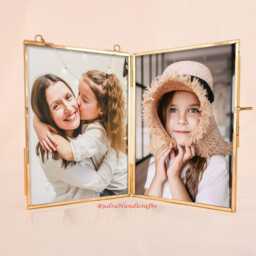 Home Decor Picture Frame For Wall Decoration With 2 Sides Glass 5 X 7 Inch , Golden Decorative Hanging Photo - thumbnail 2