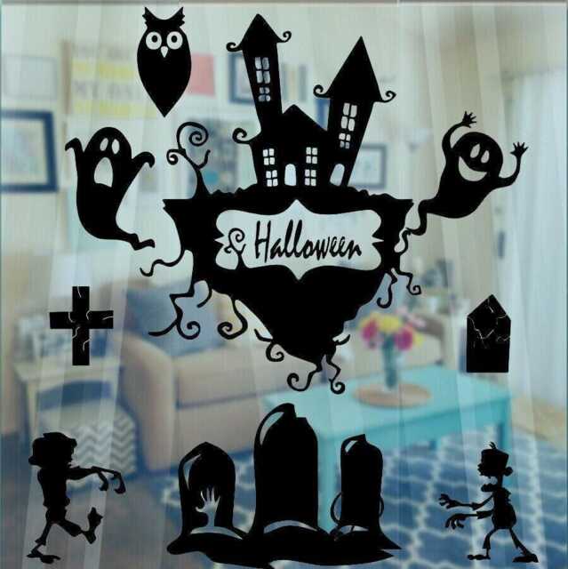 Spooky Halloween Castle Scary Gothic Vinyl Decal Sticker Car Window Wall Art - image 1