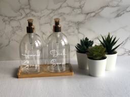 Personalised Clear Bell Soap Dispenser Bottle With Gold Pump 500Ml