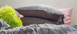 Grey Linen Pillowcase - Envelope Closure Natural Organic Softened Various Sizes - thumbnail 1