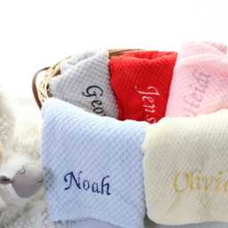 Personalised Embroidered Baby Blanket, Soft Cosy Waffle Fleece Cot Blanket - thumbnail 3
