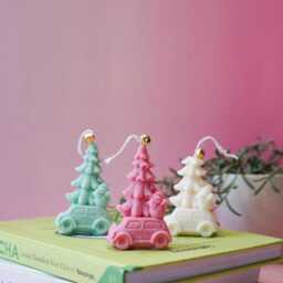Mini Car Christmas Tree Candle Festive Vegan Soy Wax Holiday Decor - thumbnail 3