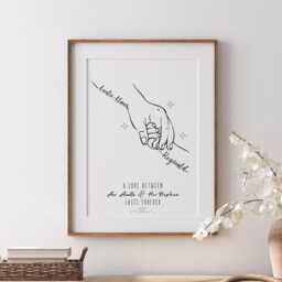 Personalised Aunt Line Art Print, Auntie & Nephew Birthday Gift, Minimalist Framed Wall - thumbnail 1