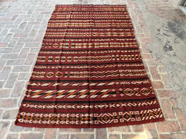 5x9 Afghan Wool Kilim Runner - Hand-Knotted Tribal Flatweave Rug Red Geometric Hallway Carpet Boho Home Decor Gift - image 1