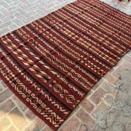 5x9 Afghan Wool Kilim Runner - Hand-Knotted Tribal Flatweave Rug Red Geometric Hallway Carpet Boho Home Decor Gift - thumbnail 2