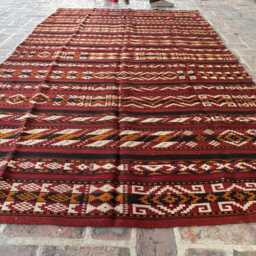 5x9 Afghan Wool Kilim Runner - Hand-Knotted Tribal Flatweave Rug Red Geometric Hallway Carpet Boho Home Decor Gift - thumbnail 3