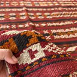 5x9 Afghan Wool Kilim Runner - Hand-Knotted Tribal Flatweave Rug Red Geometric Hallway Carpet Boho Home Decor Gift - thumbnail 4