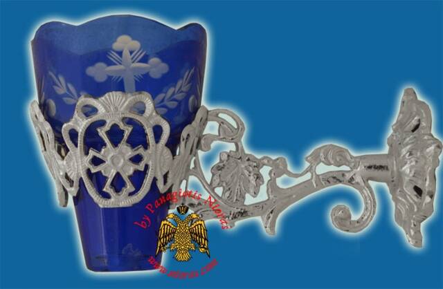 Byzantine Glass Oil Votive Candle Wall Mounted Bracket 24cm - image 1