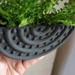 Mid Century Black Wood Finish Wall Planter Rounded Stud Design - thumbnail 3
