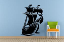 Sail Boat Old Ship Yat Liner Ocean Sea Lake River Transport Wall Decal Vinyl Sticker Mural Room Decor L1694 - thumbnail 1