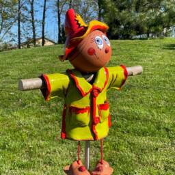 Handmade Ceramic Scarecrow Garden Stake - Lawn & Yard Art Decoration Frost Resistant Decor - thumbnail 2
