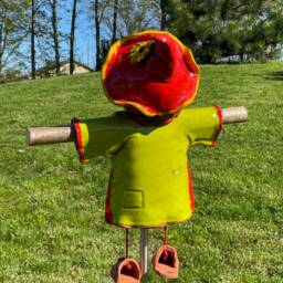 Handmade Ceramic Scarecrow Garden Stake - Lawn & Yard Art Decoration Frost Resistant Decor - thumbnail 3