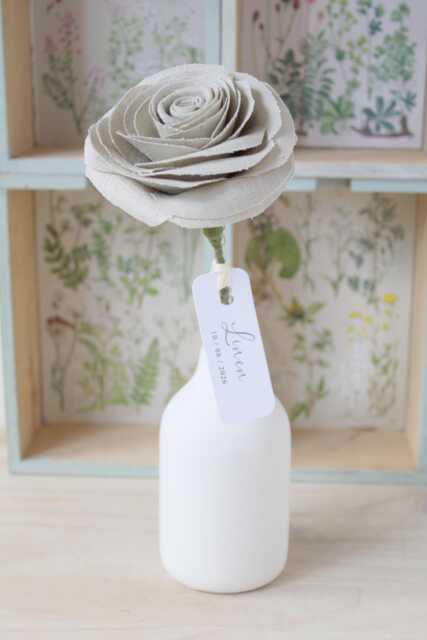 Personalised 4Th Wedding Anniversary Flower, Choose Colour, Linen Fabric Rose, Add Your Date, Floral Art Sculpture, Vase Not Included - image 1