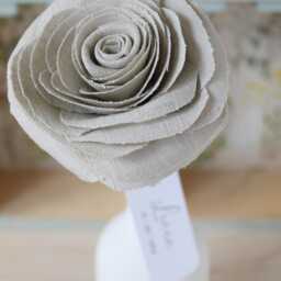 Personalised 4Th Wedding Anniversary Flower, Choose Colour, Linen Fabric Rose, Add Your Date, Floral Art Sculpture, Vase Not Included - thumbnail 2