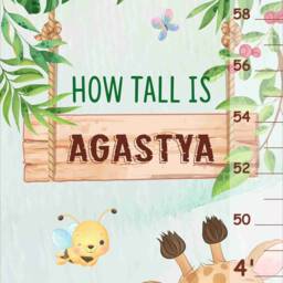 Personalized Safari Animals Kids Height Chart, Custom Growth Jungle Nursery Wall Decor, First Birthday Baby Boy Girl Gift - thumbnail 3