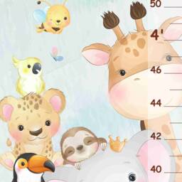Personalized Safari Animals Kids Height Chart, Custom Growth Jungle Nursery Wall Decor, First Birthday Baby Boy Girl Gift - thumbnail 4