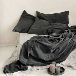 Graphite Heavyweight Linen Cushion Cover, Pure Pillowcase With Zip, Handcrafted Pillow Cover Made Of Stonewashed Antiqued Flax - thumbnail 2