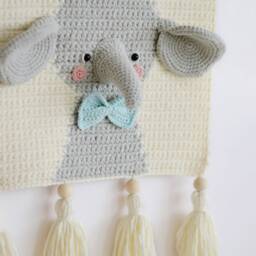 Crochet Elephant Wall Hanging - Nursery Decor - thumbnail 2