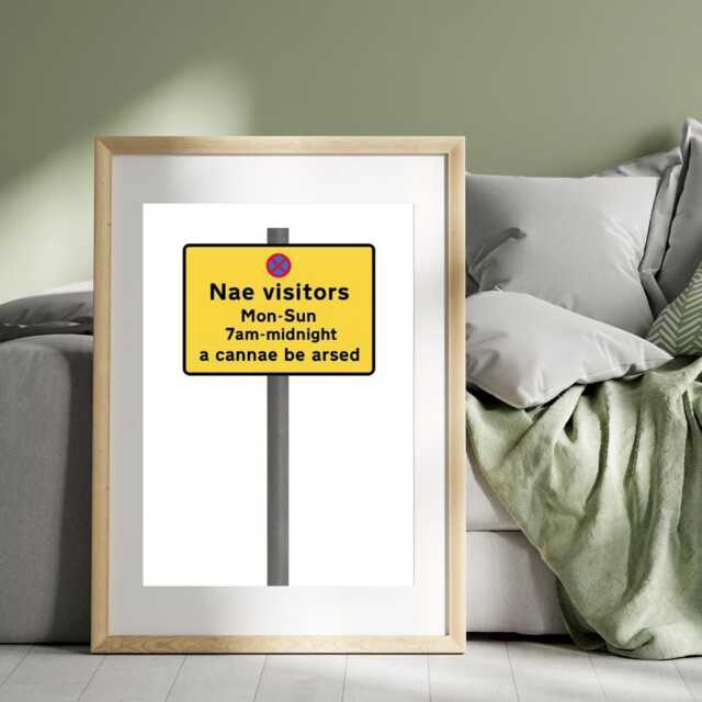 Nae Visitors Sun-Mon Print - Scottish Road Sign Funny - image 1