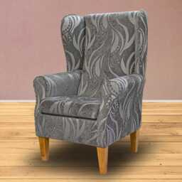 Large Silver Tribal High Back Chair - Grey Armchair Handmade in Britain - thumbnail 1