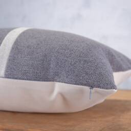 Colorblock Lumbar Pillow Cover Gray Beige Textured Cushion Case - thumbnail 2