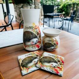 Hedgehog Gift Set, Vase, Wax Melt Burner, Coasters, Themed Gifts, Home Decor, Hedgehogs - thumbnail 1