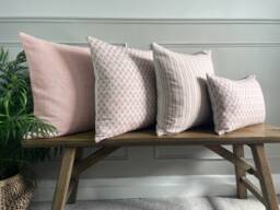 Dusky Pink Linen Modern Farmhouse Cushion Covers - thumbnail 1
