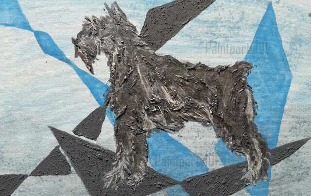 Original Giant Schanuzer Painting, Miniature Schnauzer Artwork, Gift For Lover, Textured Terrier Wall Art, Modern Dad - image 1