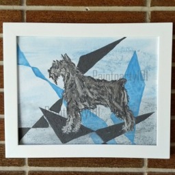 Original Giant Schanuzer Painting, Miniature Schnauzer Artwork, Gift For Lover, Textured Terrier Wall Art, Modern Dad - thumbnail 2