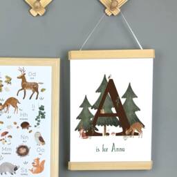Personalized Forest Canvas Print Set, Woodland Nursery Decor, Baby Stats, Alphabet Art - thumbnail 3