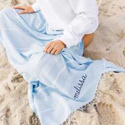 Embroidered Turkish Towel // Personalized Beach Gift, Gifts, Bridesmaid Bachelorette Party Favor, Wedding Gifts - thumbnail 3