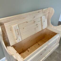 Unpainted Pine Storage Bench, Handmade Shoe Boot Room Furniture - thumbnail 3