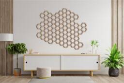 Wooden Honeycomb Wall Art Decorative - Homedecor Ornament Figure Hangings - thumbnail 1