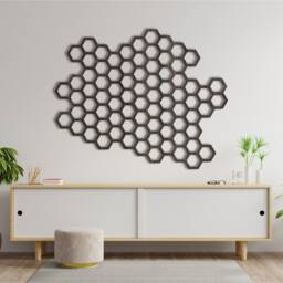 Wooden Honeycomb Wall Art Decorative - Homedecor Ornament Figure Hangings - thumbnail 3