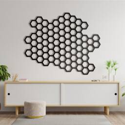 Wooden Honeycomb Wall Art Decorative - Homedecor Ornament Figure Hangings - thumbnail 2