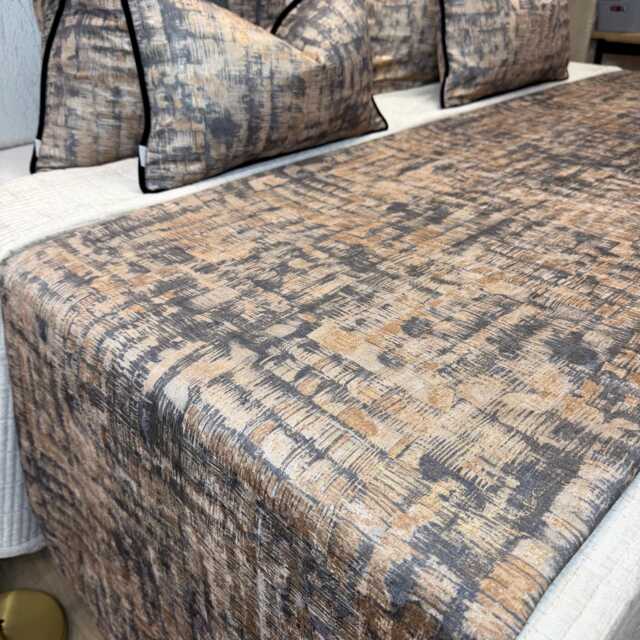 Mahali Gold Bed Runner Prestigious Textiles Luxury Brown Throw Comforter Double/King Super Handmade To Order - image 1