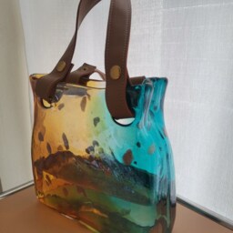 Murano Style Gradient Art Glass Handbag Handmade Unique Vase Table Centerpiece Decoration Flower Dried Arrangement Vases Wedding Gift - thumbnail 2
