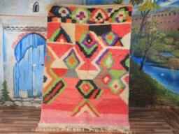 Moroccan Multi-Colors Rug, Beni Ourain Orange Wool Berber Custom Handmade Rug - thumbnail 1